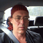 Posing in the back seat.